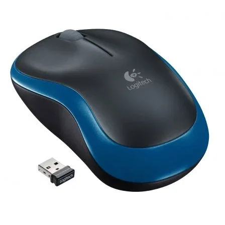 Logitech M185 Ratón Inalámbrico Óptico Negro/Azul